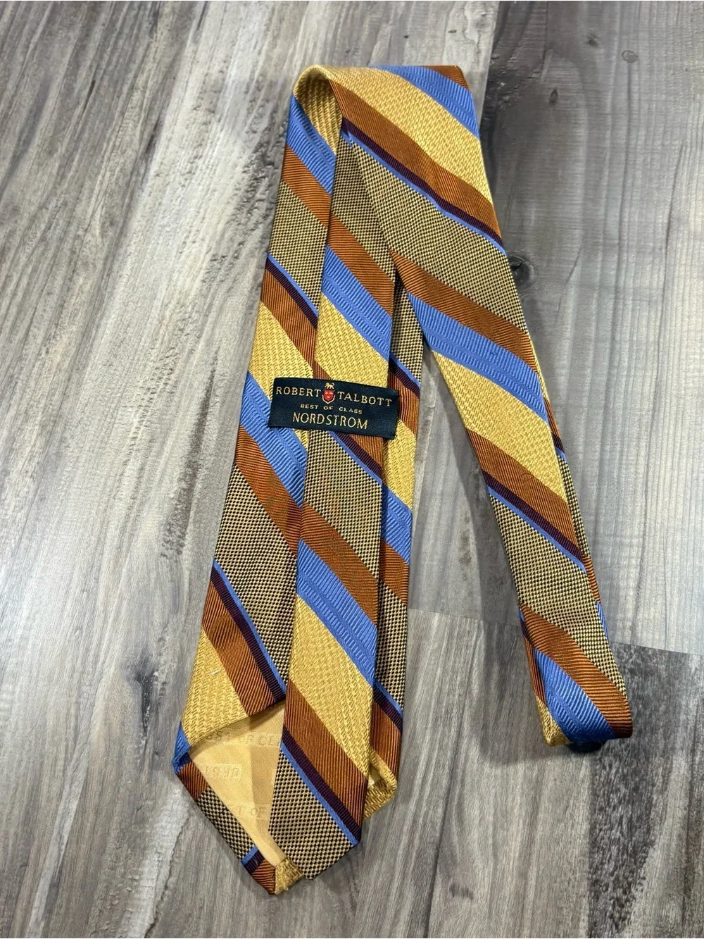 Robert Talbott 100% Silk Made In USA Brown Blue Necktie Best Of Class